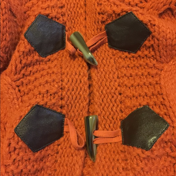 Eddie Bauer Orange Sweater Toggle Vest. Hoodie. - Picture 6 of 6
